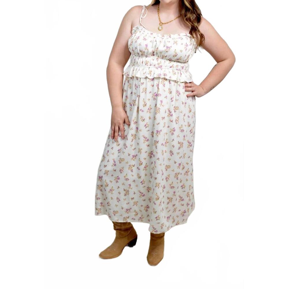 NEW SADIE & SAGE bouquet midi dress in ivory floral